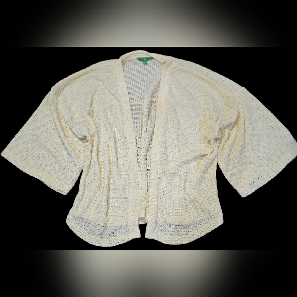 dip Women's L, Waffle Knit Cardigan w/ Kimono Sleeve: Boho Chic,  Coastal Chic